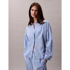 Calvin Klein S Pyjamasser Calvin Klein Cotton Poplin Pyjama Button Down Shirt - Blue