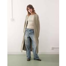 Oversize Koftor Monki Long Oversized Knitted Cardigan - Khaki Green