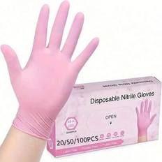 Powder-Free Disposable Nitrile Gloves - Black/Pink