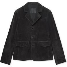 Skind Blazere AllSaints Hornett Leather Suede Blazer - Twilight Black
