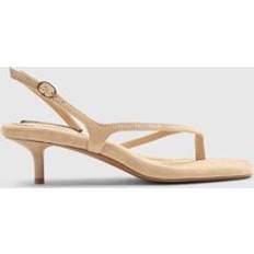 Beige - Suede Heeled Sandals River Island Suede Toe Thong Heeled Sandals - Beige
