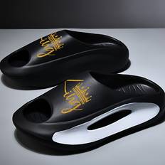 Black Slides Temu Vmi Men's Eva Slides Open-toe Non-slip Sports Sandals - Black White