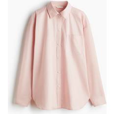 H&M Ladies Oversized Cotton Poplin Shirt - Light Pink