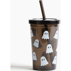 Patterned Plastic With A Straw Dark Brown Ghosts