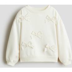 H&M Girls Sweatshirts H&M Appliquéd Brushed Inside Sweatshirt - Cream/Bows