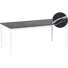 Metal Outdoor Dining Tables Beliani Garden Dining Table HPL Top Aluminium Frame 180 cm 90 cm