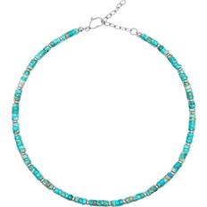 Turkosa Halsband Nialaya Turquoise Choker With Silver Herr Smycken - One Size