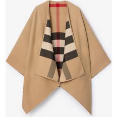 Checkered Capes & Ponchos Burberry Charlotte Wool Reversible Check Cape Poncho - Brown