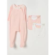 M - Piger Jumpsuits Børnetøj Chloé Chloé Girls Pink Cotton Babygrow Bib Set - Pink