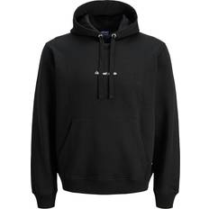 Herre - Oversized Sweatere Jack & Jones JorNorrebro Emb Sweat Hood Sweatshirt Sort/Hvid