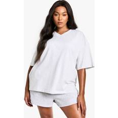 Boohoo XL T-shirts boohoo Plus Cotton Oversized V Neck T-Shirt - Grey