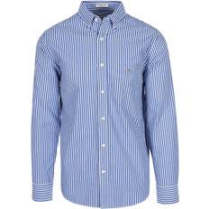 3XL - Men Shirts Gant Striped Poplin Shirt - College Blue