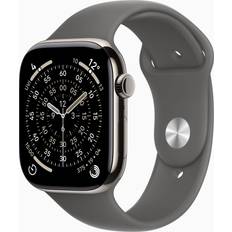 Apple Watch Series 11, Natural Titanium, 42mm, GPS + Cellular, Sport Band Stone Grey