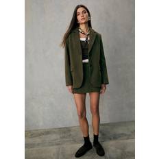 Sammet Kavajer Stradivarius Straight Fit Corduroy Blazer - Green