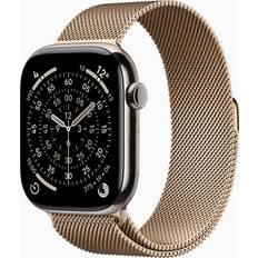 Apple Stål Smartwatches Apple Watch Series 11, Titanium, 42mm, GPS + Cellular, Milanese Loop Gold