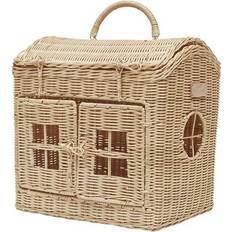 Förvaringskorgar Barnrum OYOY Nature Rattan Club House 33x25x34 cm