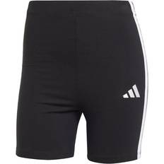 adidas Essentials 3-Stripes High Waisted Biker Shorts - Black/White