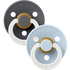 Bibs Colour Glow Pacifier Latex Round Size 2 2-pack Iron/Baby Blue