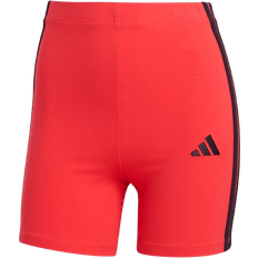 adidas Women Essentials 3 Stripes High Waisted Biker Shorts - Pure Ruby/Black