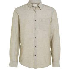 Calvin Klein Gröna Skjortor Calvin Klein Mens Linen Regular Shirt - Green