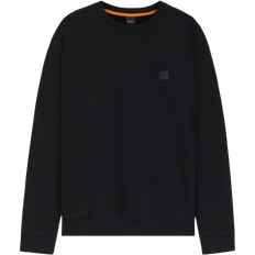 HUGO BOSS Cotton Terry Sweatshirt with Logo Patch - Black