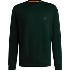 BOSS Cotton Terry Sweatshirt with Logo Patch - Open Green