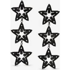 Grey Earrings MOOD Jet Crystal Triple Star Statement Drop Earrings - Grey