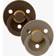 Bibs Colour Pacifier Latex Round Size 2 2-pack Mocha/Dark Oak