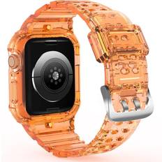 Transparent Orange TPU Watch Strap With Case