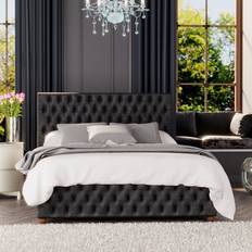 Black velvet bed Laurence Llewelyn-Bowen Seren Black Mirazzi 190x226cm