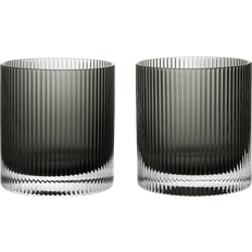 Keramik/Porcelæn/Stentøj - Opvaskemaskineegnede Glas ferm LIVING Ripple Tumbler Glasses Set of 2 Smoked Grey Drikkeglas 2stk