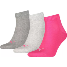 Puma Plain Quarter Unisex Socks 3-pack - Middle Grey Melange/Pink
