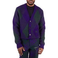 Burberry Cardigans Burberry Argyle-Pattern Wool Cardigan - Blue