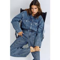 Gina Tricot Forvaskede Jeans Med Vide Ben Samt Syningsdetalje - Mellemblå