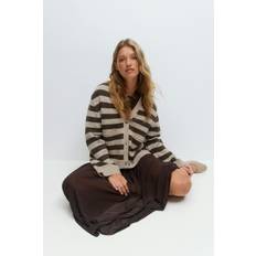 Gina Tricot Cardigans Gina Tricot Relaxed Knitted Cardigan With Pockets - Beige/Brown