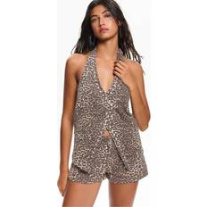 Leopard Shorts Pull&Bear Studded Leopard Print Shorts - Brown