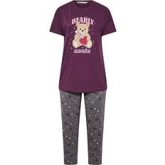 Yours Curve Wide Leg Pyjama Set - Purple