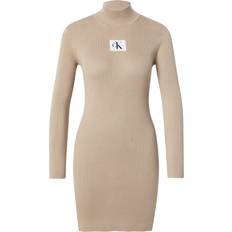 Calvin Klein Beige Kjoler Calvin Klein Jeans Strikkjole Cappuccino