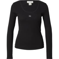 Calvin Klein Bluser Calvin Klein Ribbed Cotton Long Sleeve Top Jeans Shirts - Black