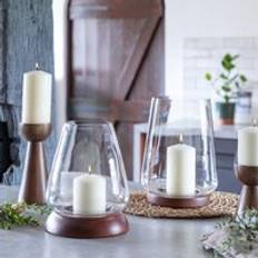 Brown Lanterns Ivyline Harvey Cylinder Walnut L21 x W21 x H28.5 cm Brown Lantern