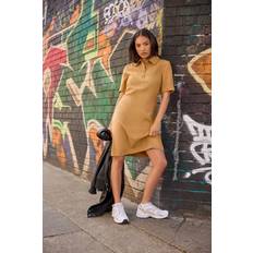 Shirt Dresses PixieGirl Petite Tan Brown Polo Shirt Dress - Tan