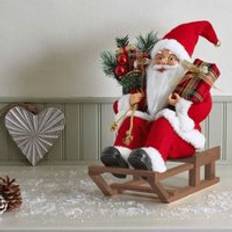 Polyester Christmas Decorations Samuel Alexander 30cm Red and White Traditional Santa on Sleigh Christmas Tree Ornament
