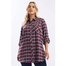 Yours Check Boyfriend Shirt Plus Size - Burgundy