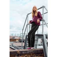 Dame - Stribede Leggings LTS Tall Wide Leg Leggings Striped - Black