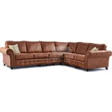 Brown - Oaks Sofas Furnishings For Less UK Tan Chesterfield 6 Seater L Shape Corner Sofa