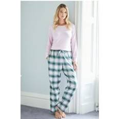 XXL Pyjamas British Boxers Tartan Brushed Cotton Pyjama Trousers - Baby Pink