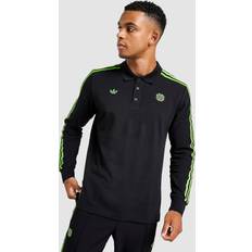 Men Polo Shirts adidas Celtic Icons Long Sleeve Polo Shirt - Black