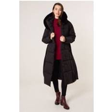 Black faux fur coat Blue Vanilla Long Puffer Faux Fur Hooded Coat - Black