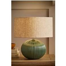 ValueLights Rebecca Green Ribbed Ceramic Dark Green Table Lamp