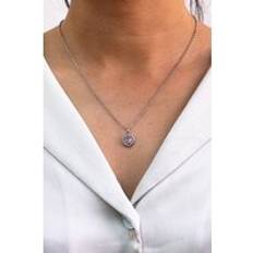 Pink Necklaces SVNX Pink Crystal Heart Pendant Necklace - Silver
